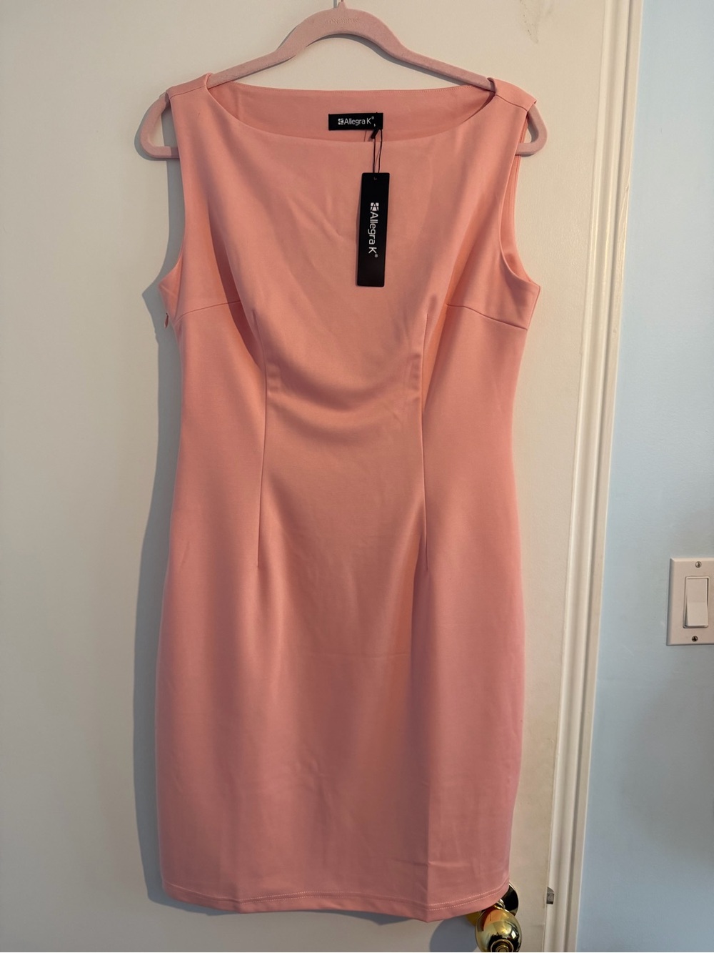 Allegra K Blush Pink Sleeveless Sheath Dress